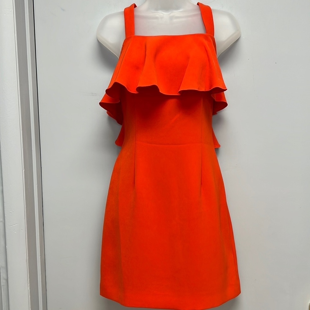 NWT Rachel Zoe Ruffled Mini Dress in Dark Coral